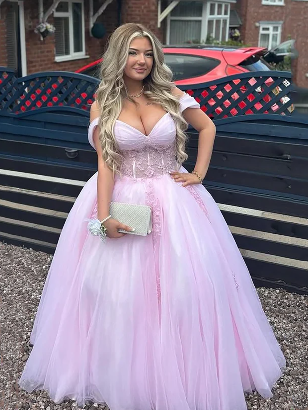 Pink Off Shoulder Lace Prom Dress Princess Evening Gown Sweet 16 Party Msikoods Official Store Pink Off Shoulder Lace Prom Dress Princess Evening Gown Sweet 16 Party Msikoods Official Store