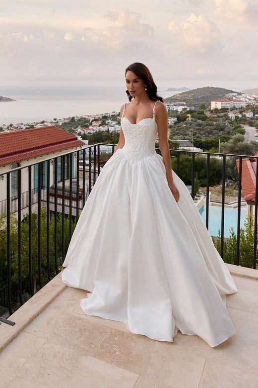 Spaghetti Strap Satin Wedding Dress Corset Lace Ball Gown Bridal Dress – Msikoods Official Store