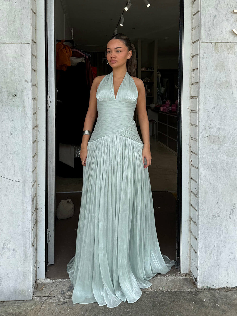 Halter Backless Evening Dresses Pleated Party Gown Formal Dress Ms2604 Msikoods Official Store Halter Backless Evening Dresses Pleated Party Gown Formal Dress Ms2604 Msikoods Official Store