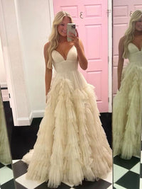 Robe de soirée sexy à bretelles spaghetti, robe de bal, col en V, jupe à volants superposée, robe de bal, robe de remise de diplôme en tulle pailleté