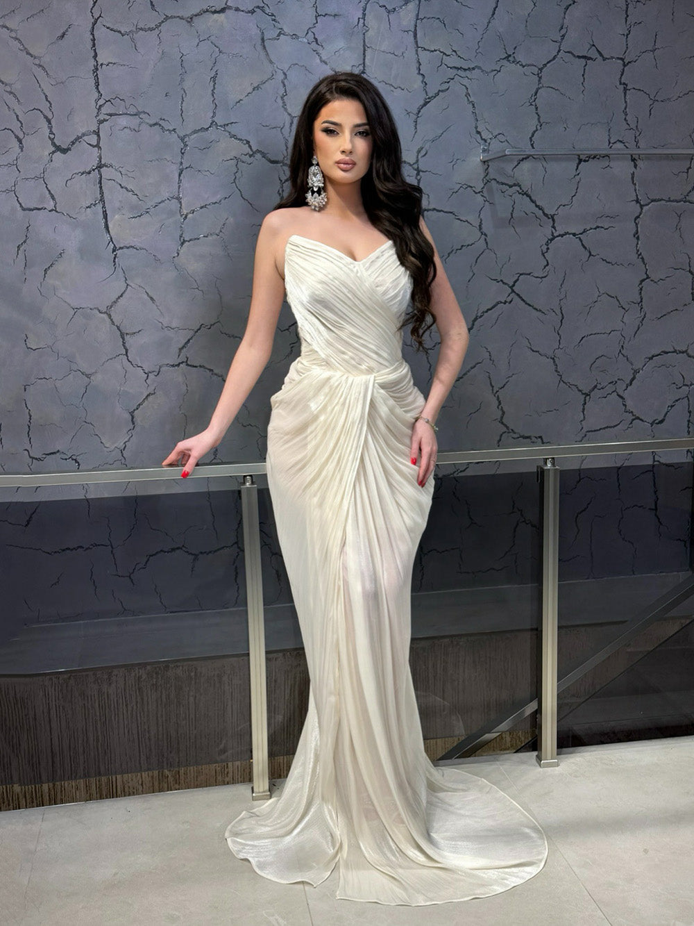 Ivory Strapless Pleated Evening Dress Ruched Mermaid Formal Prom Dress Msikoods Official Store Ivory Strapless Pleated Evening Dress Ruched Mermaid Formal Prom Dress Msikoods Official Store