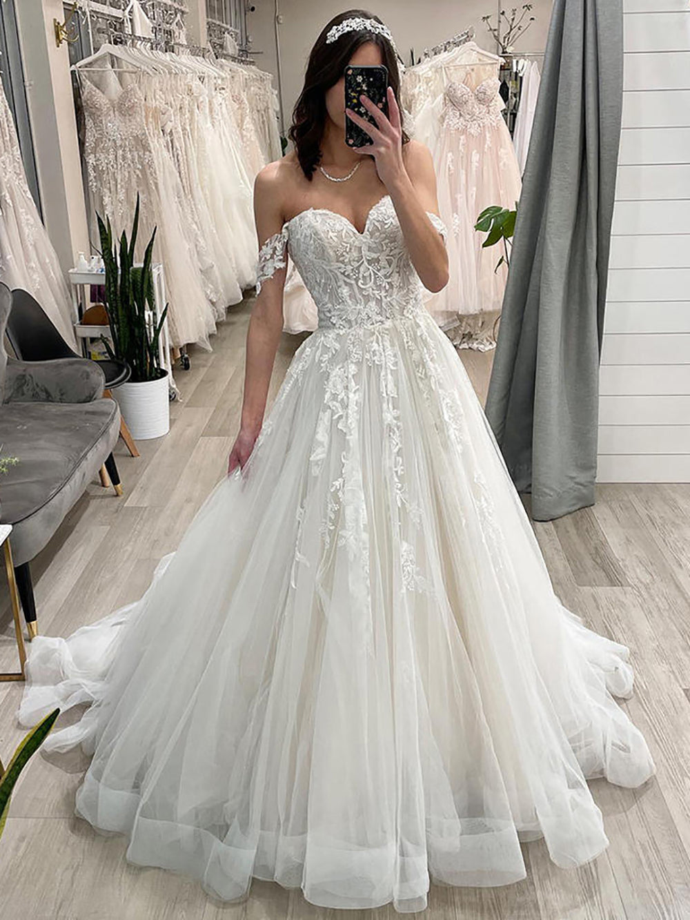 Langärmelige Brautkleider für die Braut, Brautkleider mit V-Ausschnitt, Spitzentüll, Brautkleider für Frauen mit Schleppe