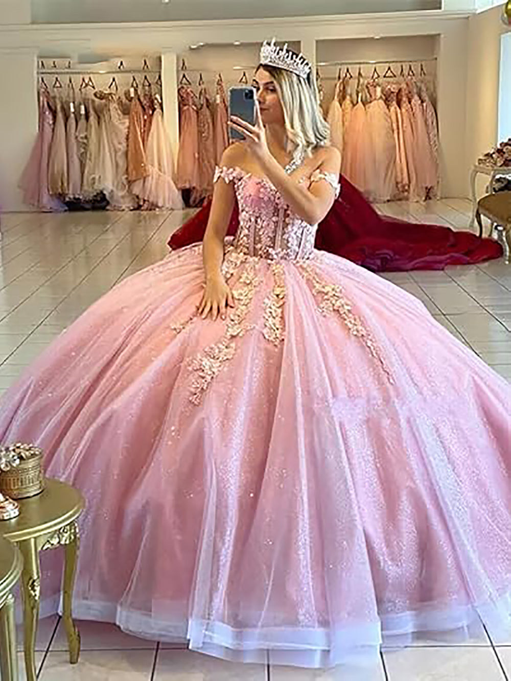 Off The Shoulder Quinceanera Dresses Ball Gown Puffy Sweet 16 Dresses for Teens Lace 15 Dresses for Quinceanera