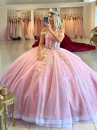 Off The Shoulder Quinceanera Dresses Ball Gown Puffy Sweet 16 Dresses for Teens Lace 15 Dresses for Quinceanera