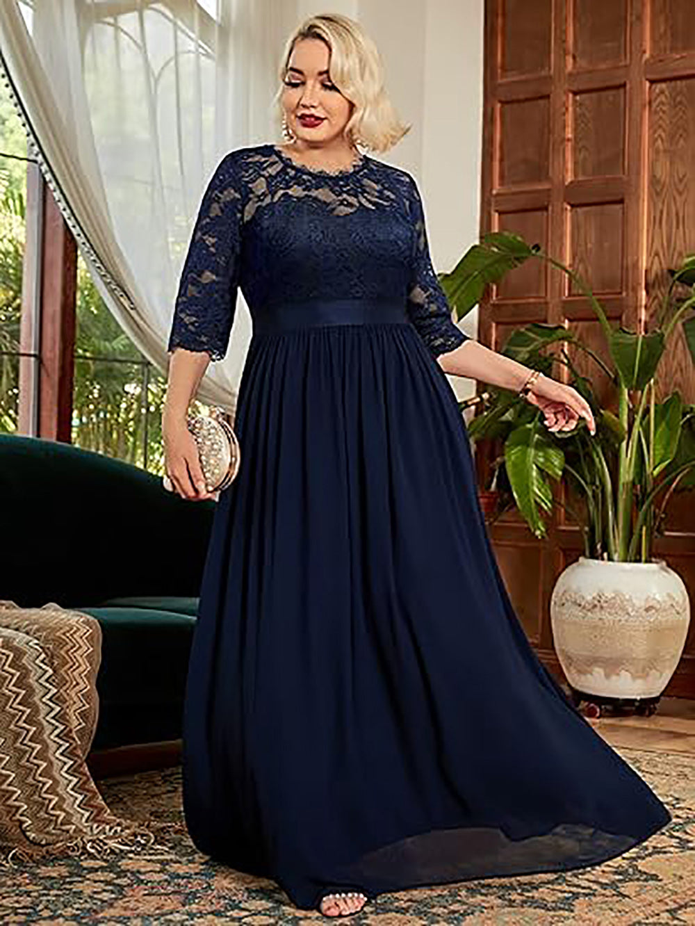 Women's Formal Evening Dress Floral Lace Plus Size Maxi Wedding Party –  Msikoods Official Store