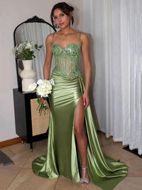 Robe de soirée à paillettes noires, robe de soirée de luxe en dentelle brodée, fentes latérales, robe de soirée de remise de diplôme pour femmes