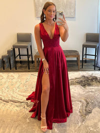 Vestido de baile evasê com pregas e recortes, decote coração, sexy, com fenda alta, vestido de noite elegante Ms2504012