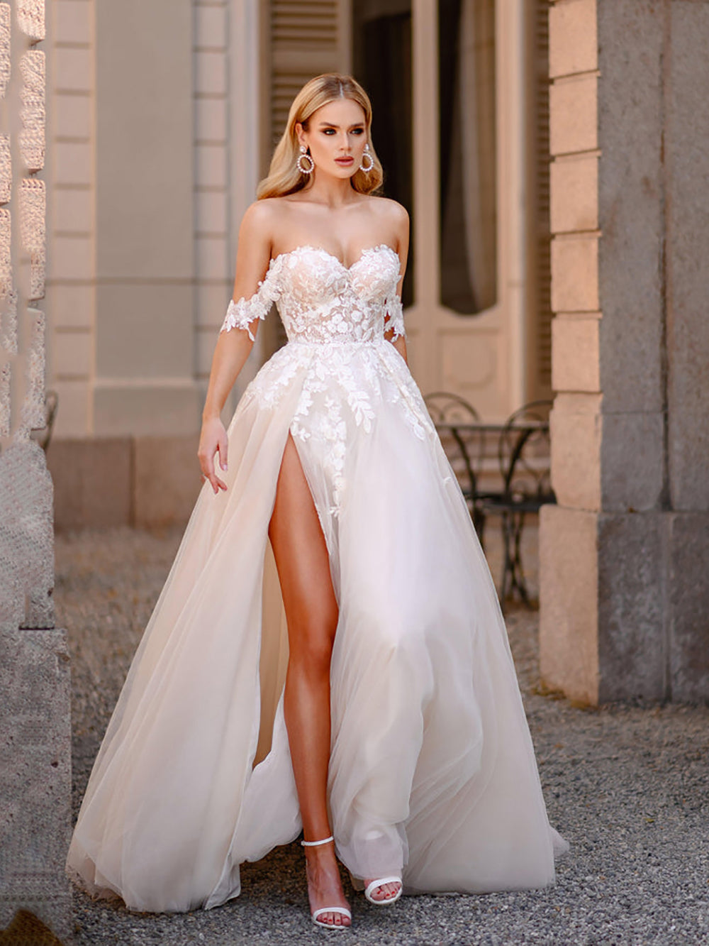 Off Shoulder Sweetheart Civil Wedding Dress High Slit Tulle A-Line Bri Msikoods Official Store Off Shoulder Sweetheart Civil Wedding Dress High Slit Tulle A-Line Bri Msikoods Official Store
