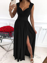 Abiti formali da donna 2025, vestiti lunghi da damigella d'onore sexy con scollo a V e arricciature, abiti maxi per invitati a matrimoni