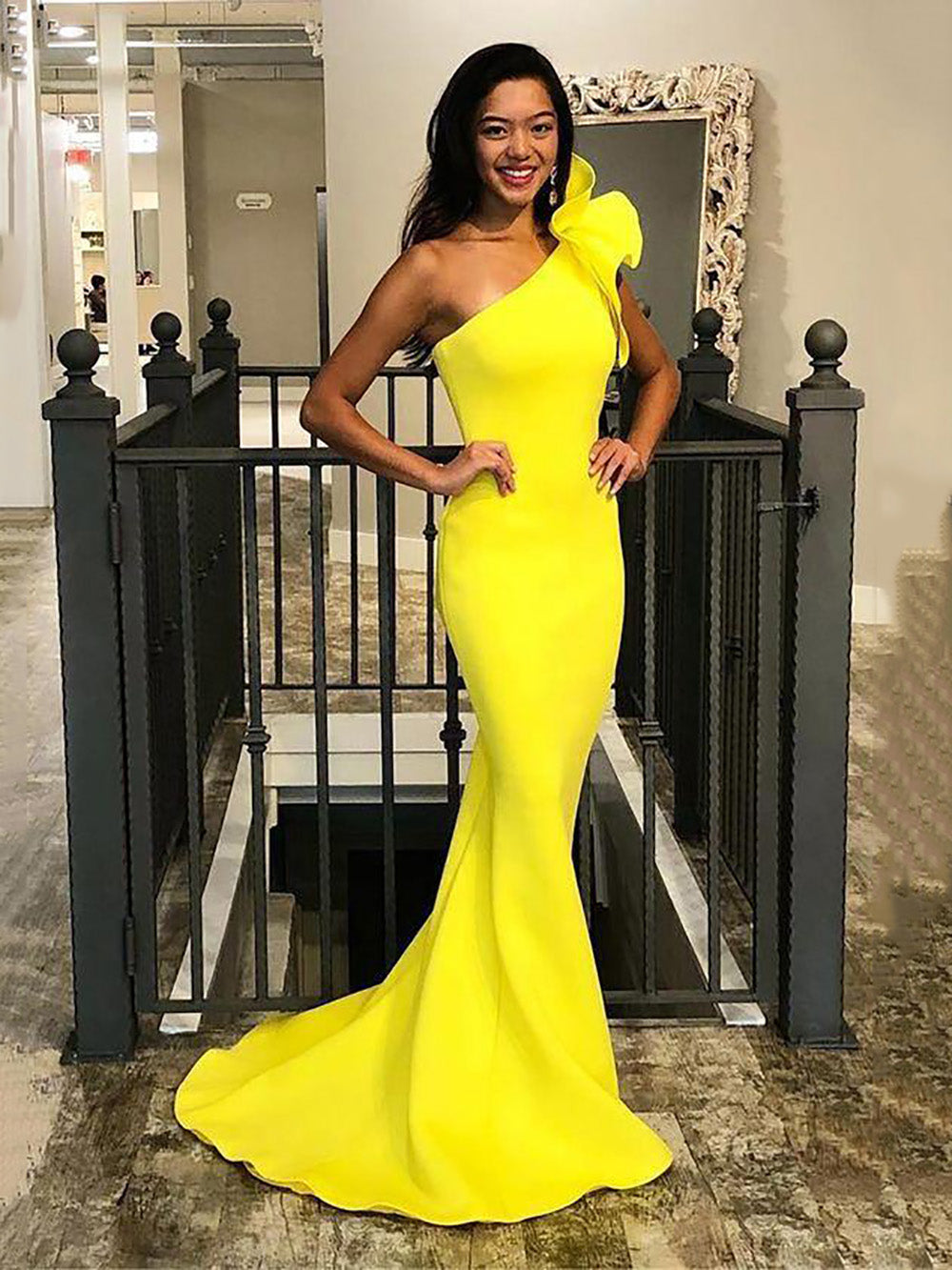 yellow one shoulder ruffle dress Mermaid Prom Formal Evening Gowns Par – Msikoods Official Store Color:Black Pink perfect for warm weather Christmasoutfits Abracadabra 🪄✨💋 Obsessed with