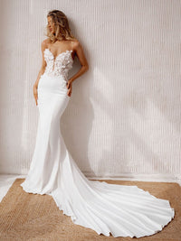 Abiti da Sposa Eleganti e Raffinati a Sirena con Spalline Sottili in Pizzo Abito da Sposa