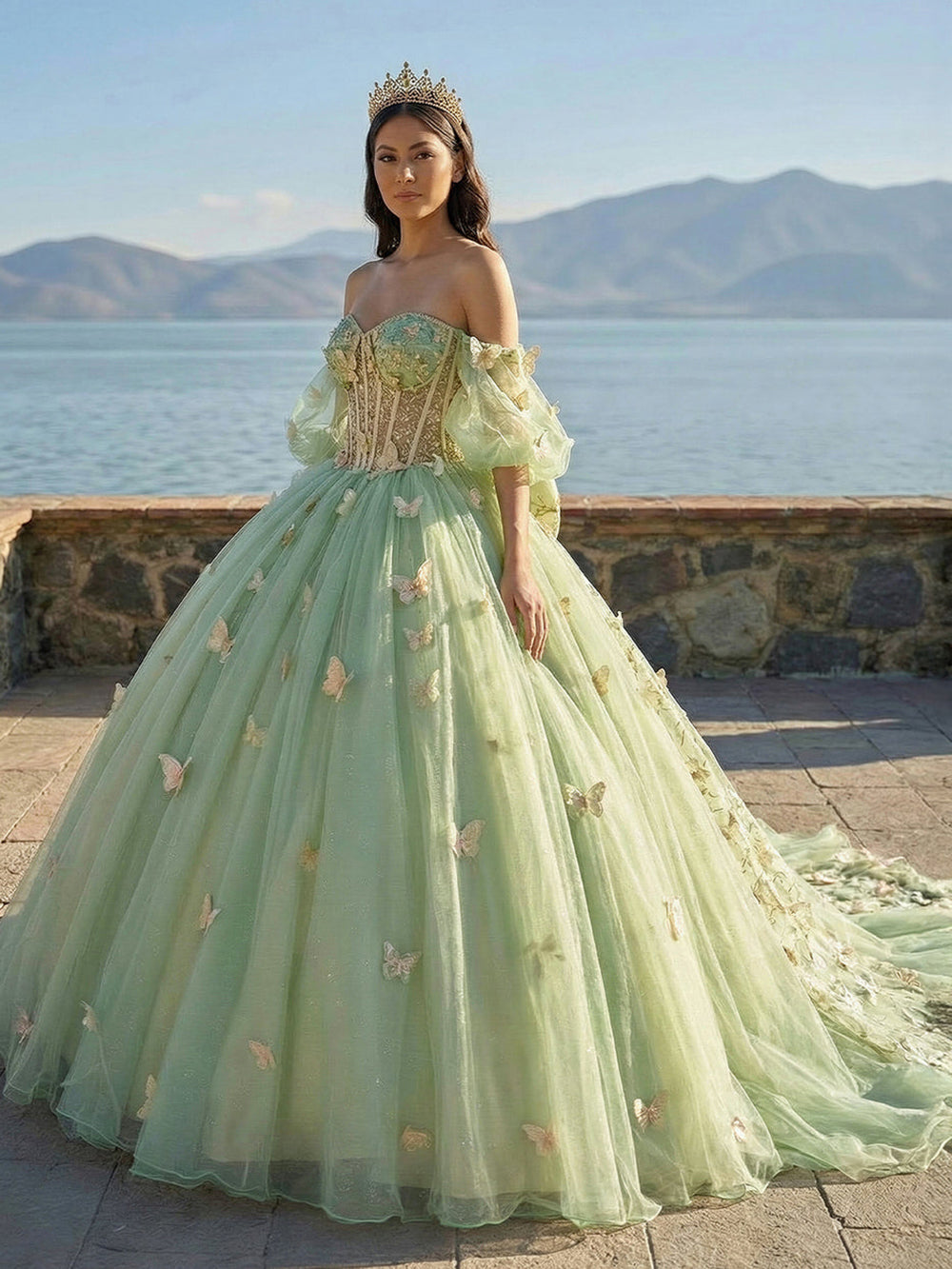 Sage Green Quinceanera Dress Butterfly Ball Gown Off Shoulder Princess Msikoods Official Store Sage Green Quinceanera Dress Butterfly Ball Gown Off Shoulder Princess Msikoods Official Store