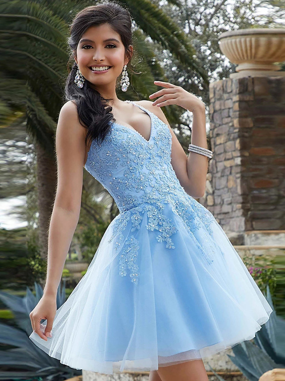 Vestidos de Baile de Comprimento Chá em Tule para Mulheres, Vestidos de Baile Ombro a Ombro, Vestidos de Princesa Jovens com Decote Coração, Bordados e Bufantes