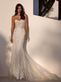 Exauisite Boho Mermaid Wedding Dresses For Brides With Lace Appliques Sweetheart Sweep Train Brial Dress