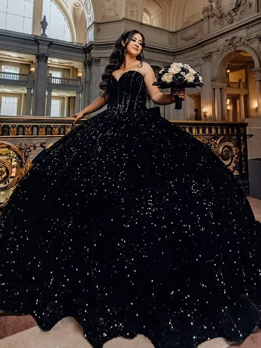 sequin quinceanera dress House of Wu 26042 Sequin Lace Off The Shoulder Quinceanera Dress