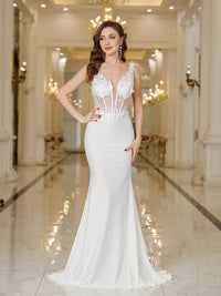 Corset Wedding Dress 2025 Mermaid Lace Applique Bridal Gown for Modern Bride Ms2503162