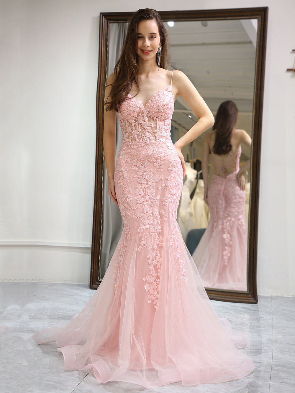 Pink Lace Floral Mermaid Prom Dress Corset Sheer Formal Party Gown Ms2 Msikoods Official Store Pink Lace Floral Mermaid Prom Dress Corset Sheer Formal Party Gown Ms2 Msikoods Official Store