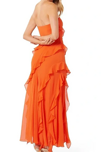 Abito da sera elegante a linea A con pieghe, scollo a cuore, spacco alto sexy Ms2504012