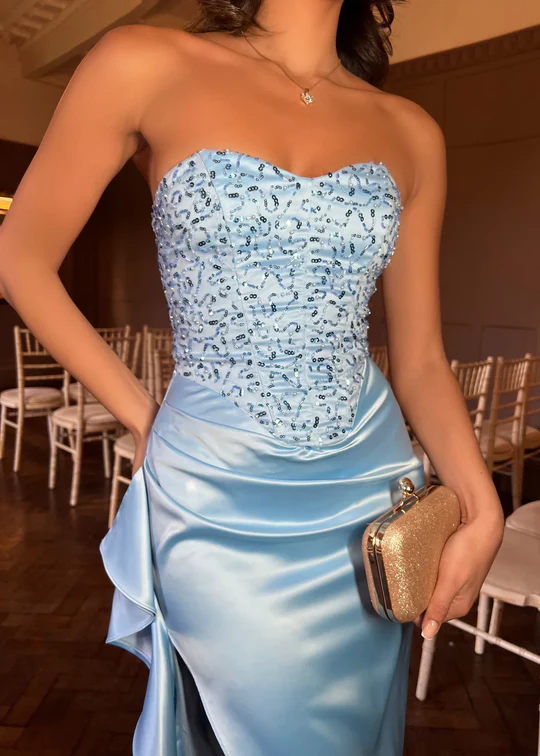 Vestido Formal de Manga Comprida Midi Assimétrico com Drapeado Vestido de Baile Vestido de Cocktail para Escritório Ms2505085