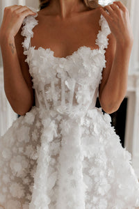 Abiti da sposa con corsetto corto/mini in pizzo per donna Abito da sposa Ms2503184