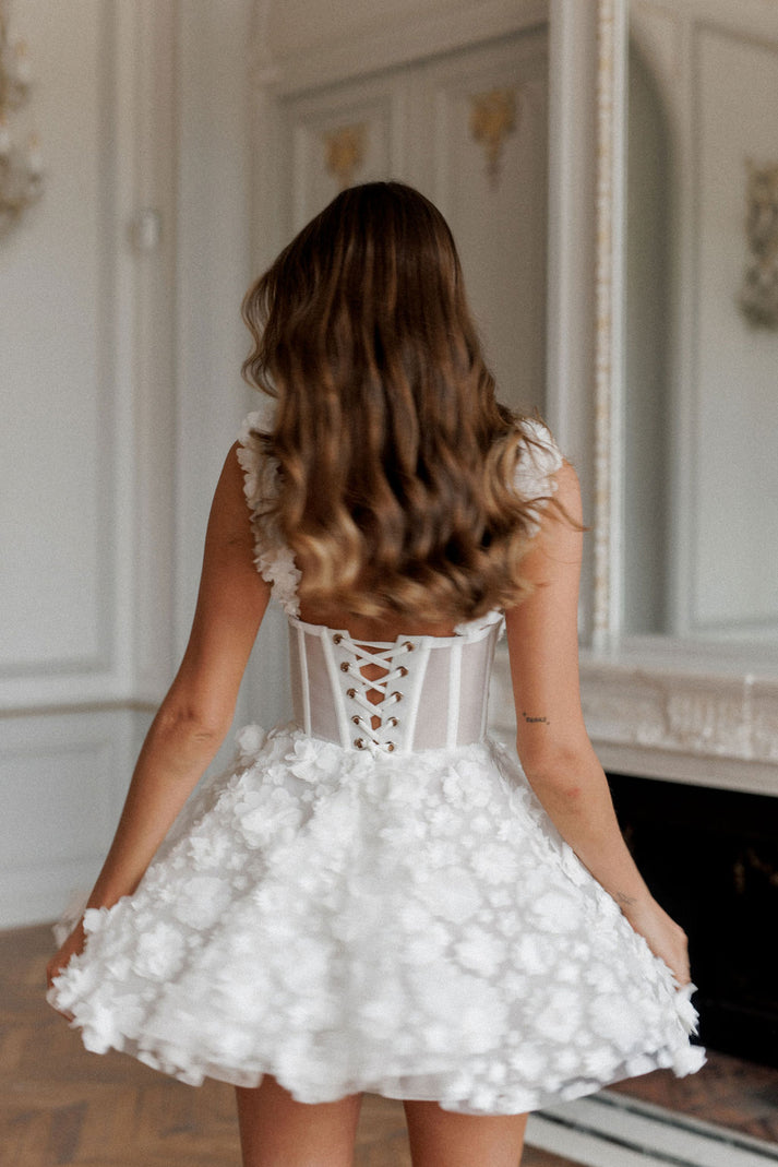 Abiti da sposa con corsetto corto/mini in pizzo per donna Abito da sposa Ms2503184