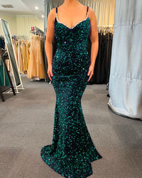Grape purple Mermaid Sequins Evening Dresses 2024 Spaghetti strap Crstal Formal Party Gown