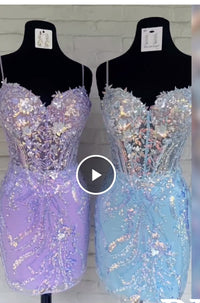 Abiti aderenti con paillettes scintillanti per il ritorno a casa 2025 per adolescenti, abito corto da ballo con spalline sottili, abito da cocktail