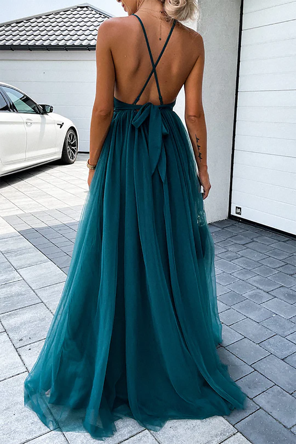 Abiti da sera in tulle lunghezza tè per donne, abiti da ballo con spalle scoperte, per adolescenti, scollo a cuore, decorati con perline, abito principessa gonfio