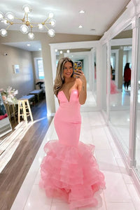 Robe de soirée longue en tulle à bretelles spaghetti et décolleté plongeant pour femme