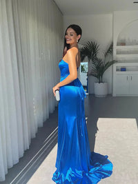 Vestido de baile evasê com pregas e recortes, decote coração, sexy, com fenda alta, vestido de noite elegante Ms2504012