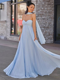 Vestido de baile evasê com pregas e recortes, decote coração, sexy, com fenda alta, vestido de noite elegante Ms2504012