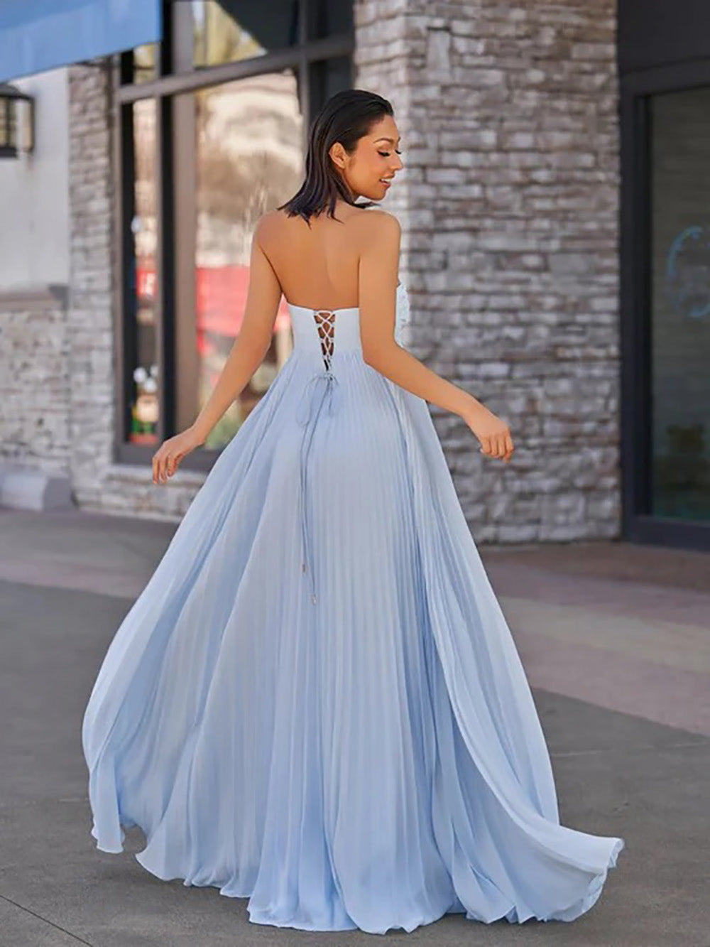 Vestido de baile evasê com pregas e recortes, decote coração, sexy, com fenda alta, vestido de noite elegante Ms2504012