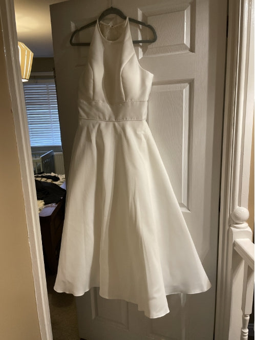 Abito da sposa floreale 3D lunghezza tè romantico con corsetto, abito da festa nuziale midi in tulle, abito da sposa Ms250103