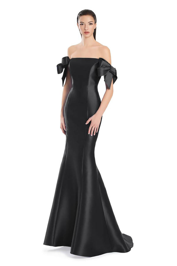 Off Shoulder Satin Mermaid Prom Dresses Formal Evening Dress with Bow Ms2510182