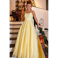 Abiti da sera lunghi con spalline sottili in tulle, applicazioni in pizzo, abiti da ballo per donne, vestito da festa