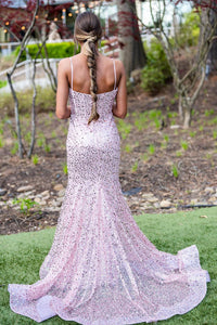 Robe de soirée longue à paillettes asymétrique avec fente et paillettes