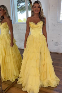 Abito da cerimonia azzurro cielo con corsetto in pizzo, scollo a cuore, abito di compleanno in chiffon a balze, abiti da laurea per adolescenti