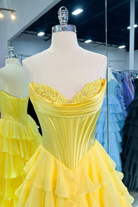 Abito da cerimonia azzurro cielo con corsetto in pizzo, scollo a cuore, abito di compleanno in chiffon a balze, abiti da laurea per adolescenti