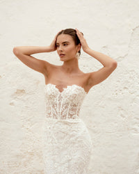 Boho Mermaid Wedding Dresses Detachable Sleeves Lace Appliques Sweetheart Corset Bridal Gown Court Train
