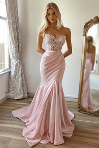 Vestido de baile evasê com pregas e recortes, decote coração, sexy, com fenda alta, vestido de noite elegante Ms2504012