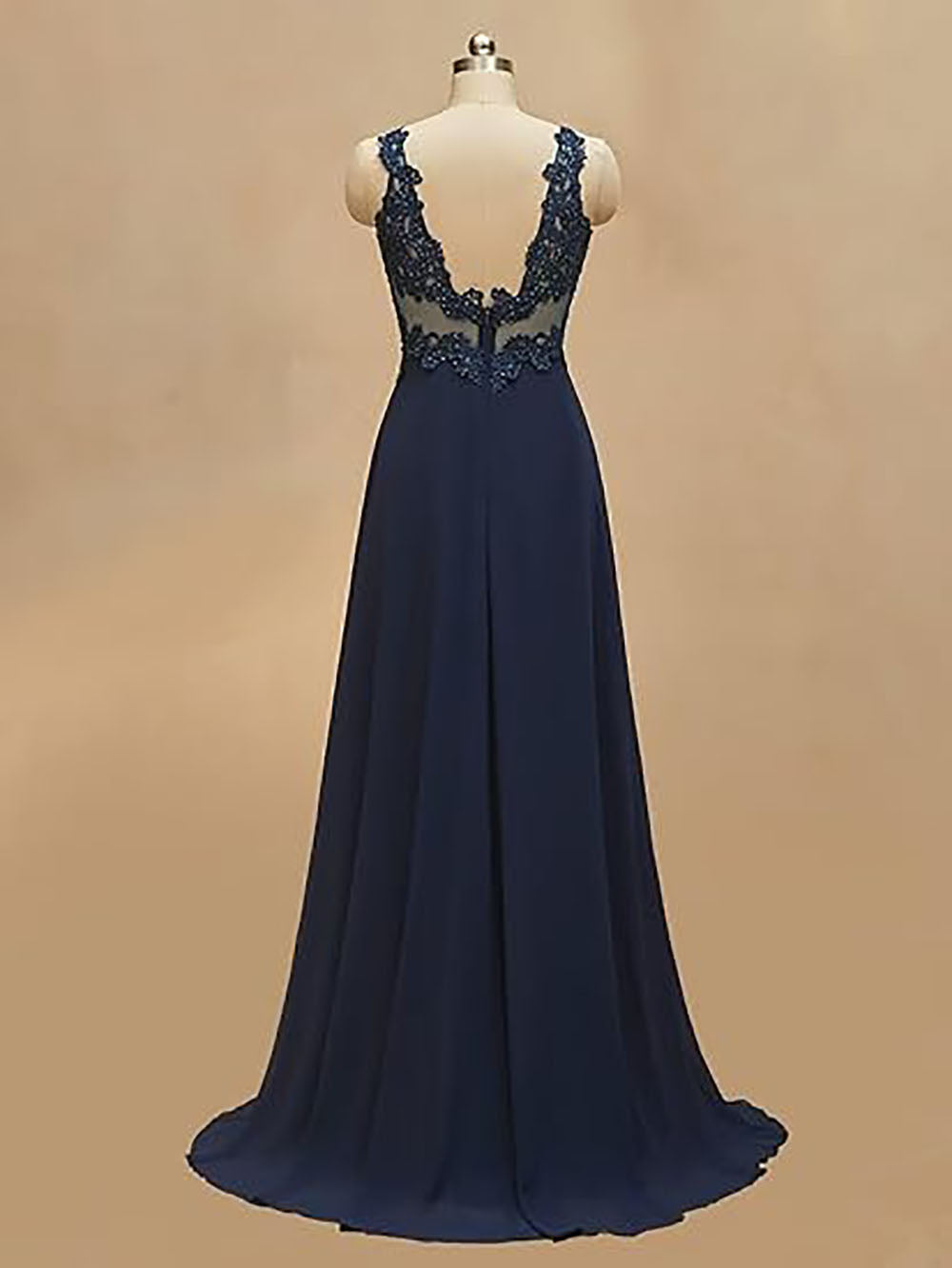 Abiti da damigella d'onore da donna lunghi in chiffon con spacco, abiti semi-formali a linea ad A con scollo a V e schiena scoperta, abiti da sera per matrimoni