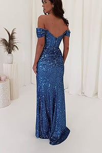 Abiti da sera per donne 2025 Sparky Sequin Bodycon con spalle scoperte Abito formale sirena da ballo con spacco