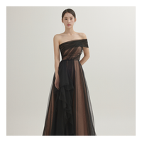Korea Lady Ballkleider Tüll One Shoulder Bodenlang Formelle Abendkleid Partykleid