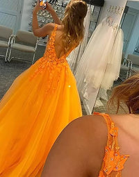 Abiti da sera lunghi con scollo a V in tulle e pizzo per matrimoni e feste, con applicazioni, abito per compleanno