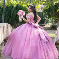 Robe de bal luxueuse en tulle, robe de bal bouffante et scintillante, robe de bal à épaules dénudées, motif floral, 16 ans