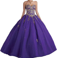 Abito da ballo Sweet 16 Abito Quinceanera Abito formale lungo da ballo con applicazioni dorate