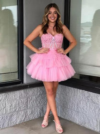 Vestidos Curtos de Tule Brilhante para Festa de Regresso a Casa, Vestidos Mini em Camadas, Tomara que Caia com Decote Coração, Vestido de Cocktail com Lantejoulas e Costas Nuas