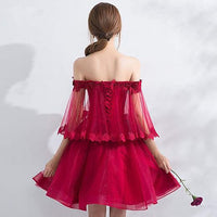 Vestidos de Regresso a Casa para Mulheres com Ombros Descobertos, Aplicações de Renda, Vestidos Curtos de Baile, Vestidos para Festa de Graduação