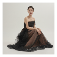 Korea Lady Ballkleider Tüll One Shoulder Bodenlang Formelle Abendkleid Partykleid