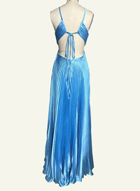 Elegant Pleated Prom Dress Backless Flowy Evening Gown for Summer Wedding Party & Formal Events Ms2503134
